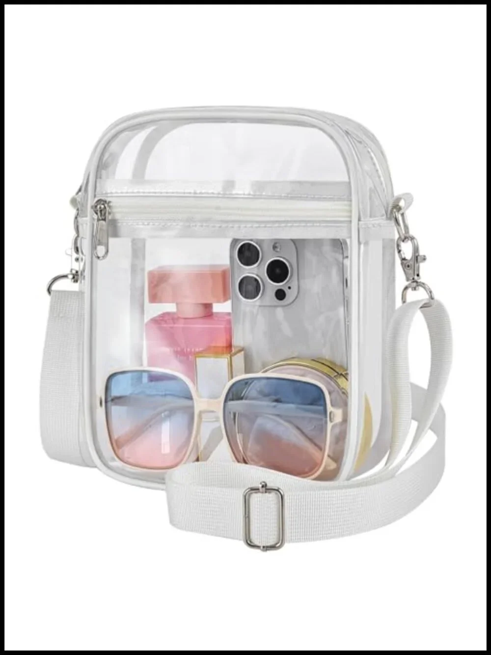 Clear Stadium Approved Crossbody Satchel Purse PVC Dual Compartment Adjustable